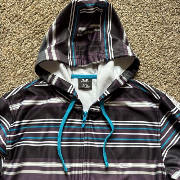 Oakley Jacket Hooded Striped Mens Size Medium - Picture 4 of 8
